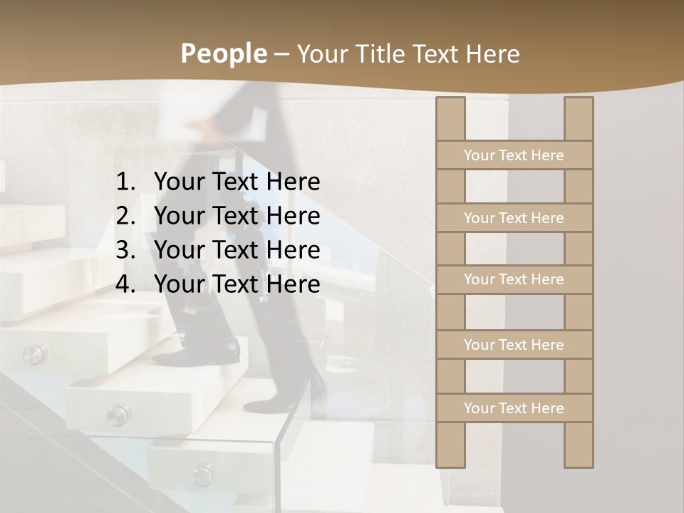 A Man In A Suit Is Walking Down A Set Of Stairs PowerPoint Template