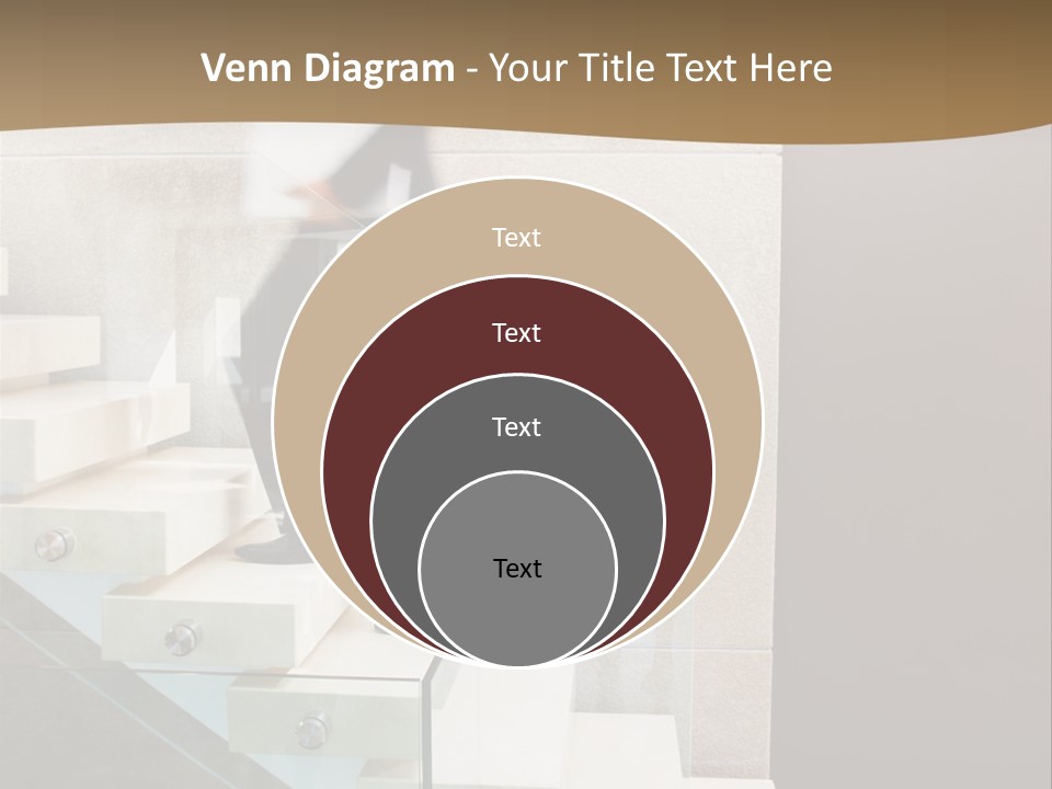 A Man In A Suit Is Walking Down A Set Of Stairs PowerPoint Template