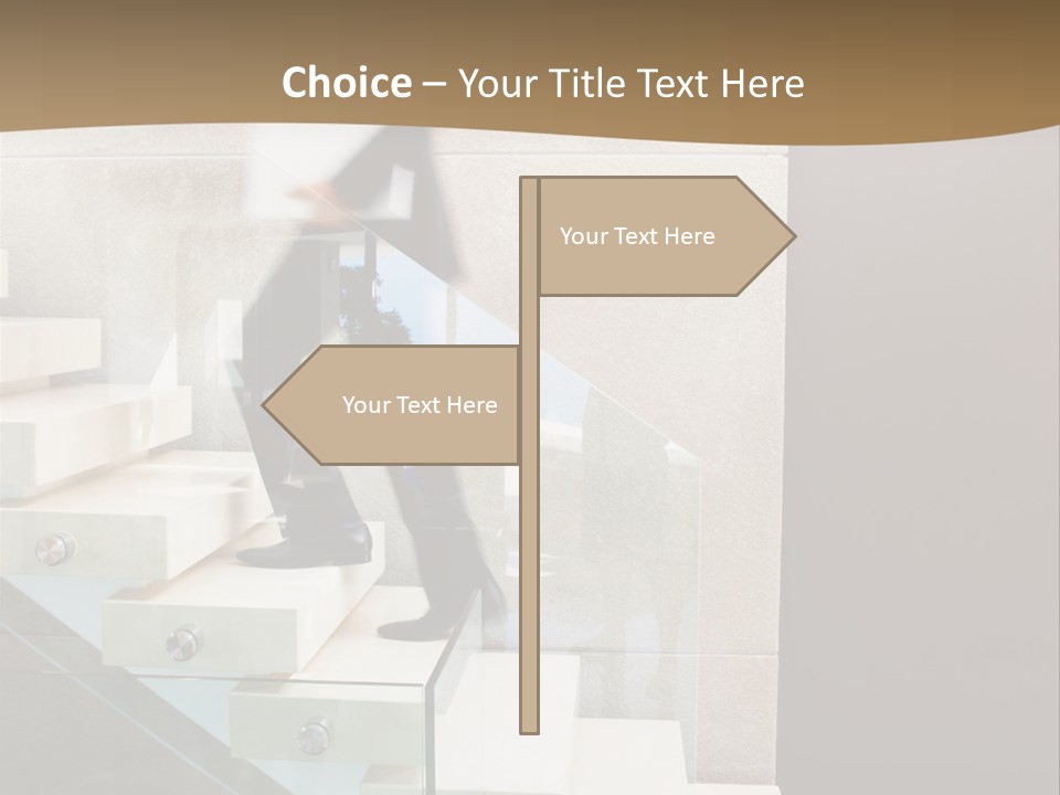 A Man In A Suit Is Walking Down A Set Of Stairs PowerPoint Template