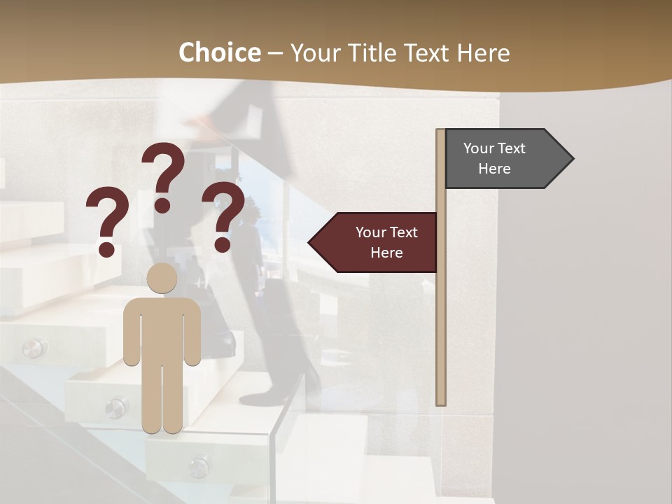 A Man In A Suit Is Walking Down A Set Of Stairs PowerPoint Template