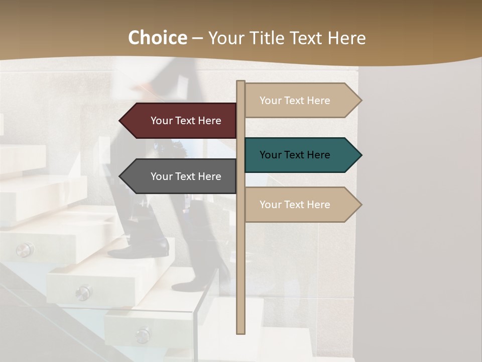 A Man In A Suit Is Walking Down A Set Of Stairs PowerPoint Template