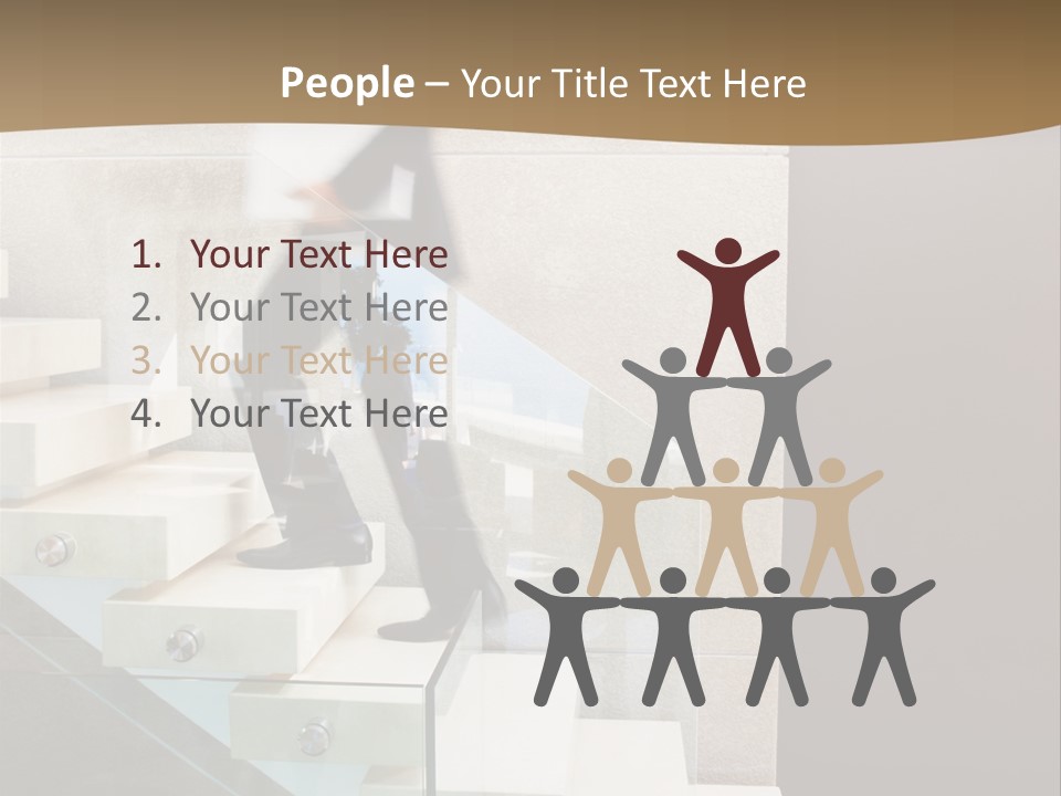 A Man In A Suit Is Walking Down A Set Of Stairs PowerPoint Template