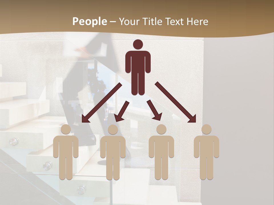 A Man In A Suit Is Walking Down A Set Of Stairs PowerPoint Template