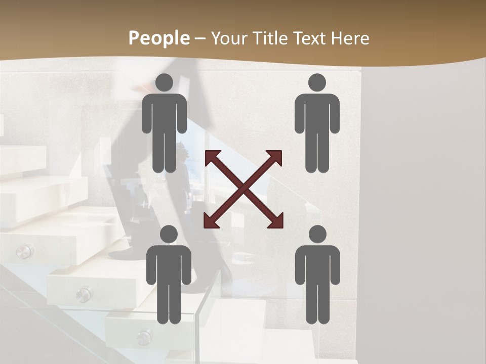 A Man In A Suit Is Walking Down A Set Of Stairs PowerPoint Template