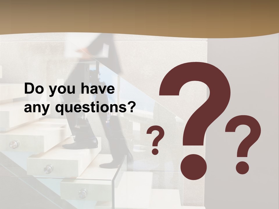 A Man In A Suit Is Walking Down A Set Of Stairs PowerPoint Template