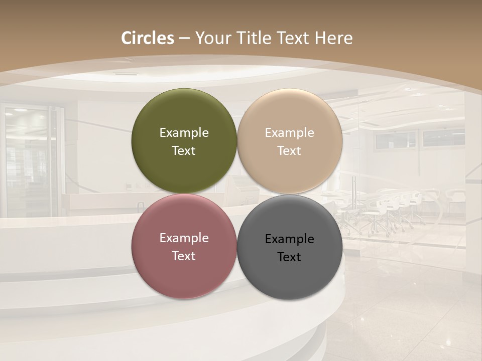 A Large Room With A Counter And Chairs PowerPoint Template