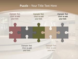 A Large Room With A Counter And Chairs PowerPoint Template
