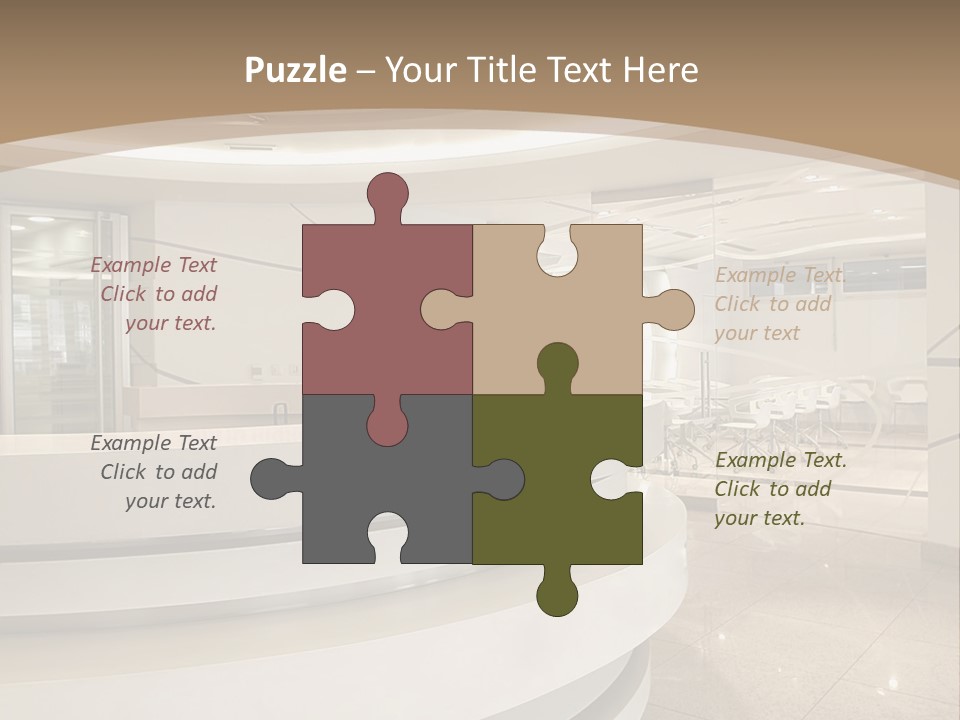 A Large Room With A Counter And Chairs PowerPoint Template