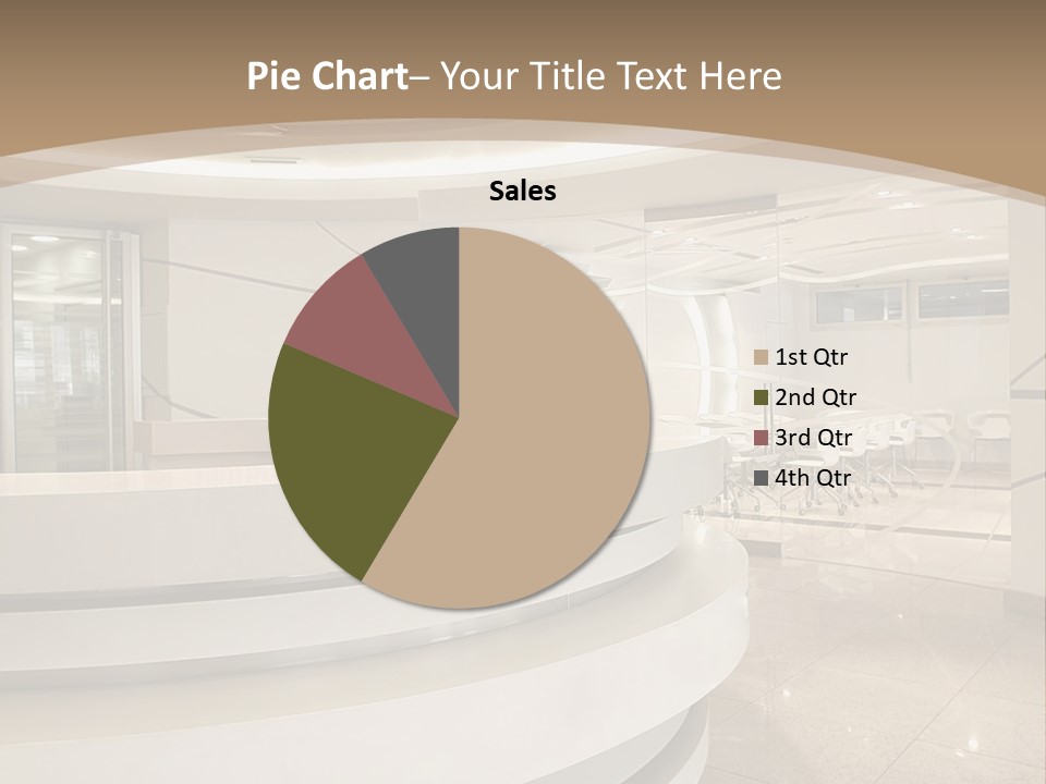 A Large Room With A Counter And Chairs PowerPoint Template