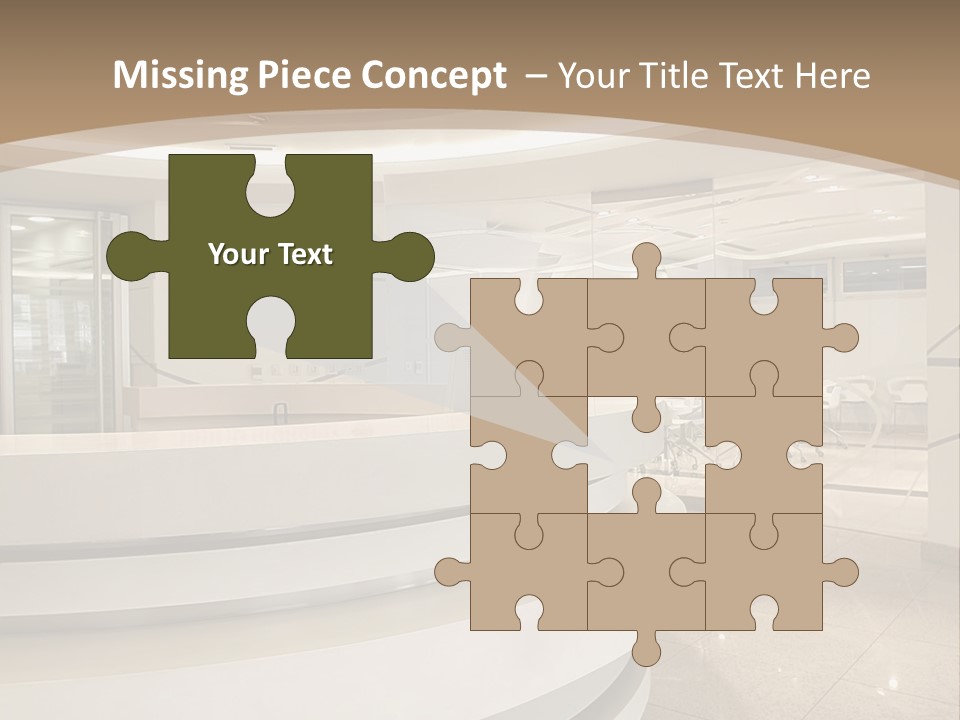 A Large Room With A Counter And Chairs PowerPoint Template