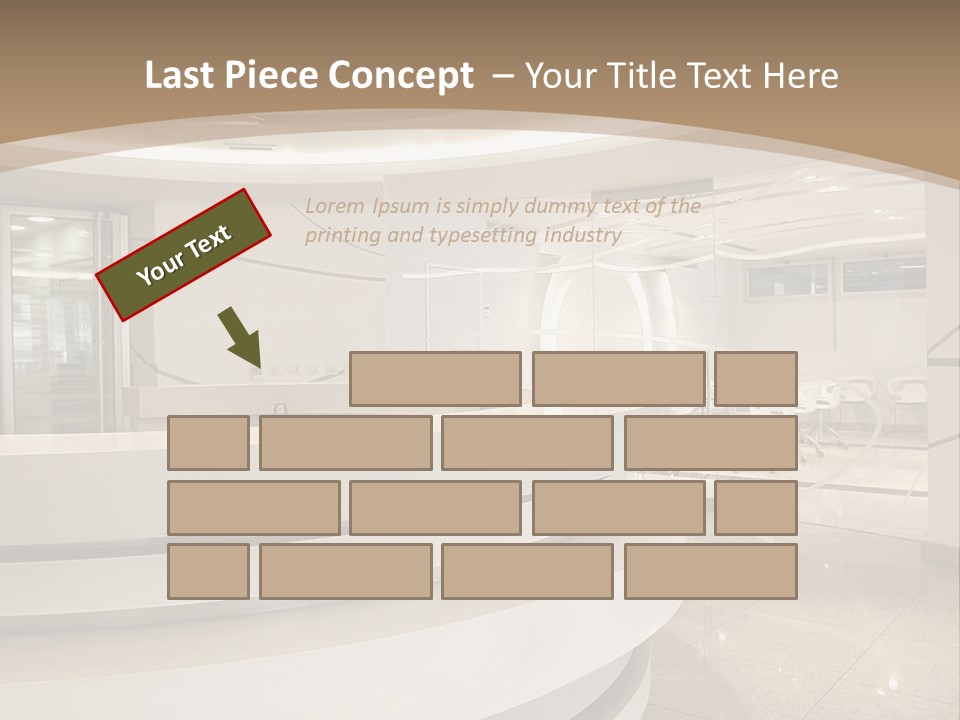 A Large Room With A Counter And Chairs PowerPoint Template