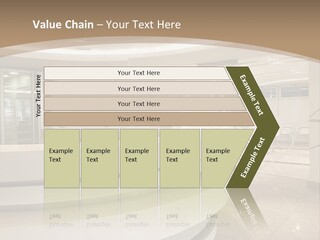A Large Room With A Counter And Chairs PowerPoint Template