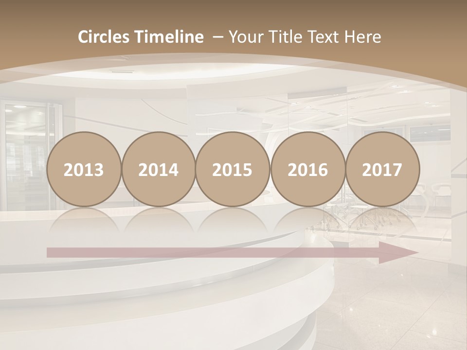 A Large Room With A Counter And Chairs PowerPoint Template
