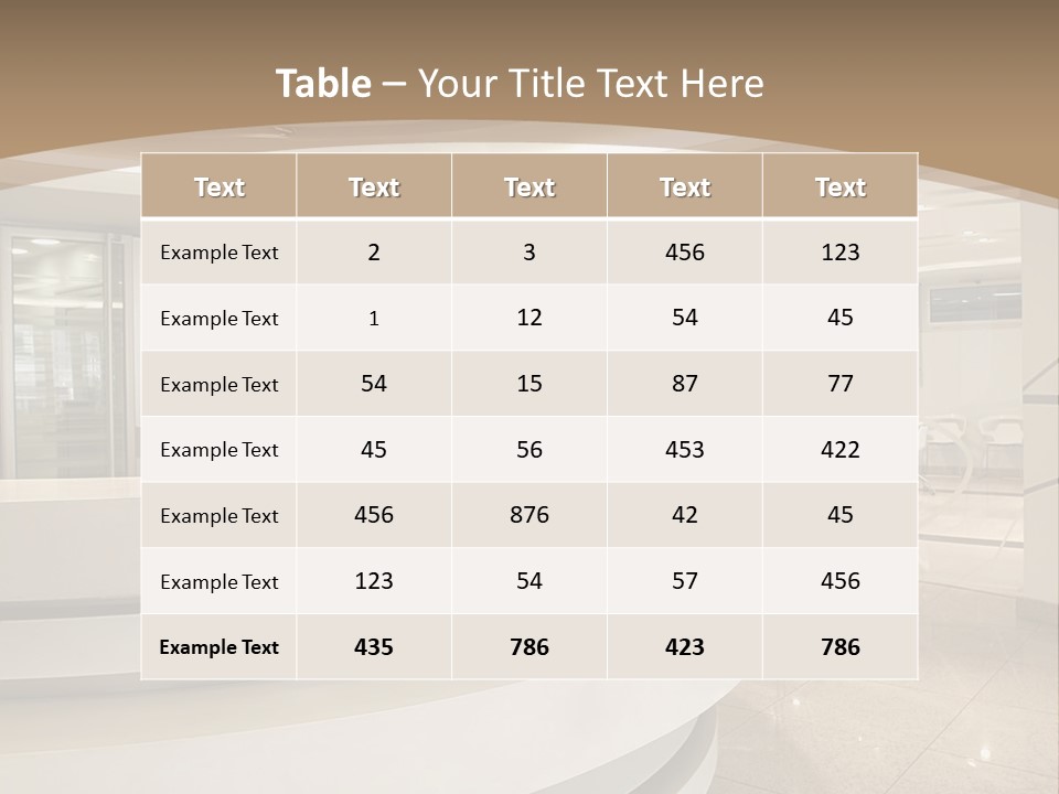 A Large Room With A Counter And Chairs PowerPoint Template