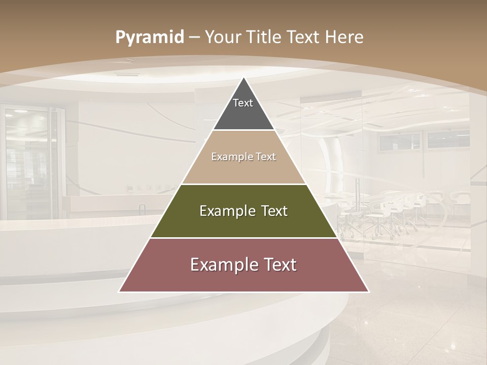 A Large Room With A Counter And Chairs PowerPoint Template