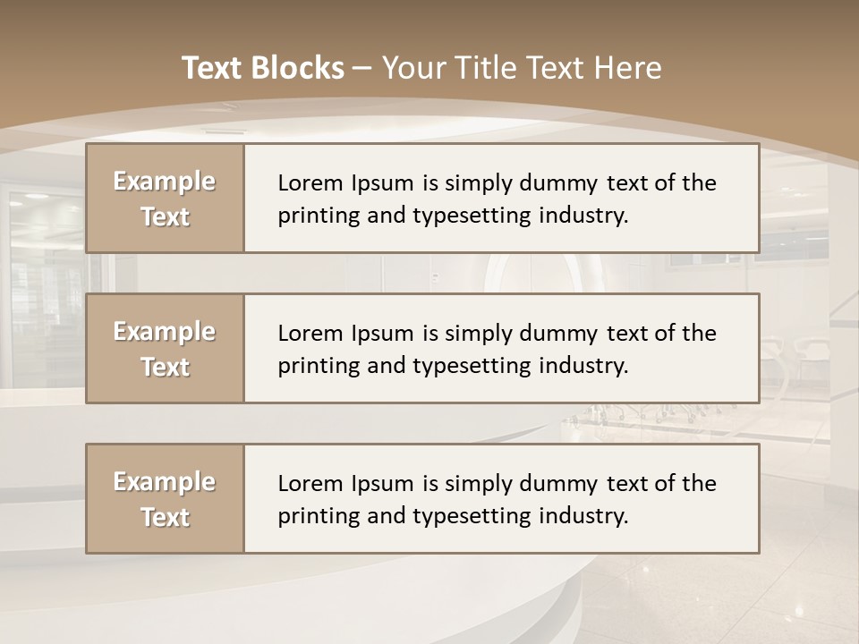 A Large Room With A Counter And Chairs PowerPoint Template