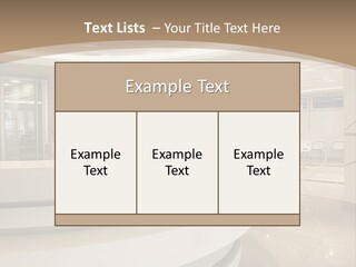 A Large Room With A Counter And Chairs PowerPoint Template
