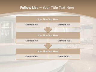 A Large Room With A Counter And Chairs PowerPoint Template