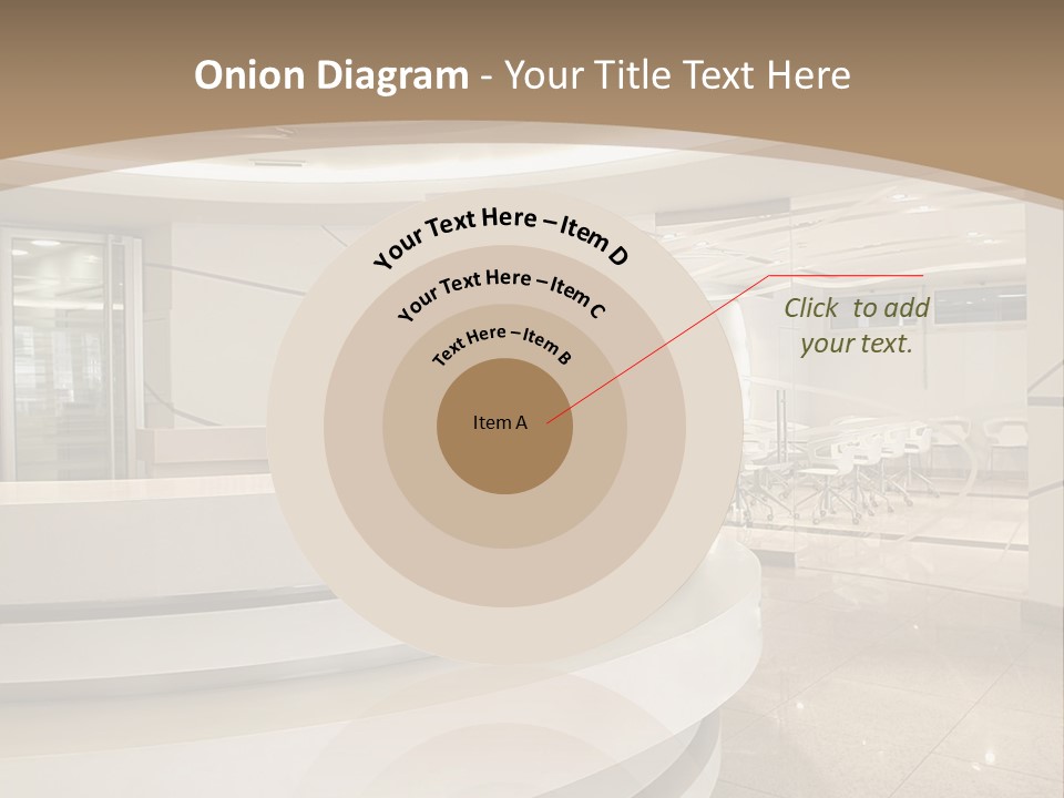 A Large Room With A Counter And Chairs PowerPoint Template