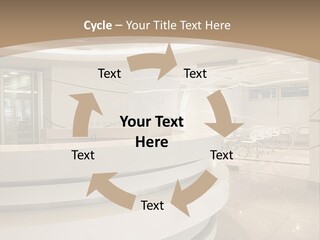 A Large Room With A Counter And Chairs PowerPoint Template