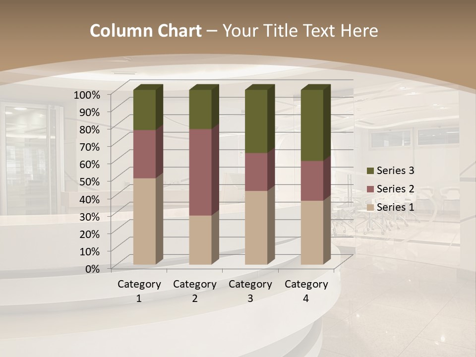 A Large Room With A Counter And Chairs PowerPoint Template