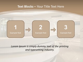 A Large Room With A Counter And Chairs PowerPoint Template