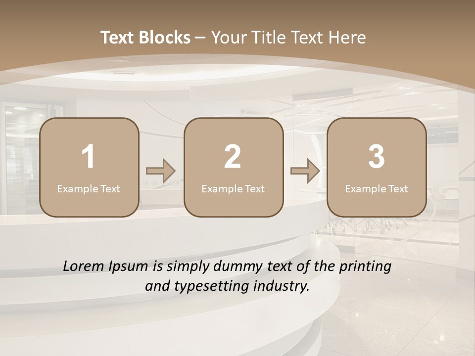 A Large Room With A Counter And Chairs PowerPoint Template