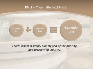 A Large Room With A Counter And Chairs PowerPoint Template