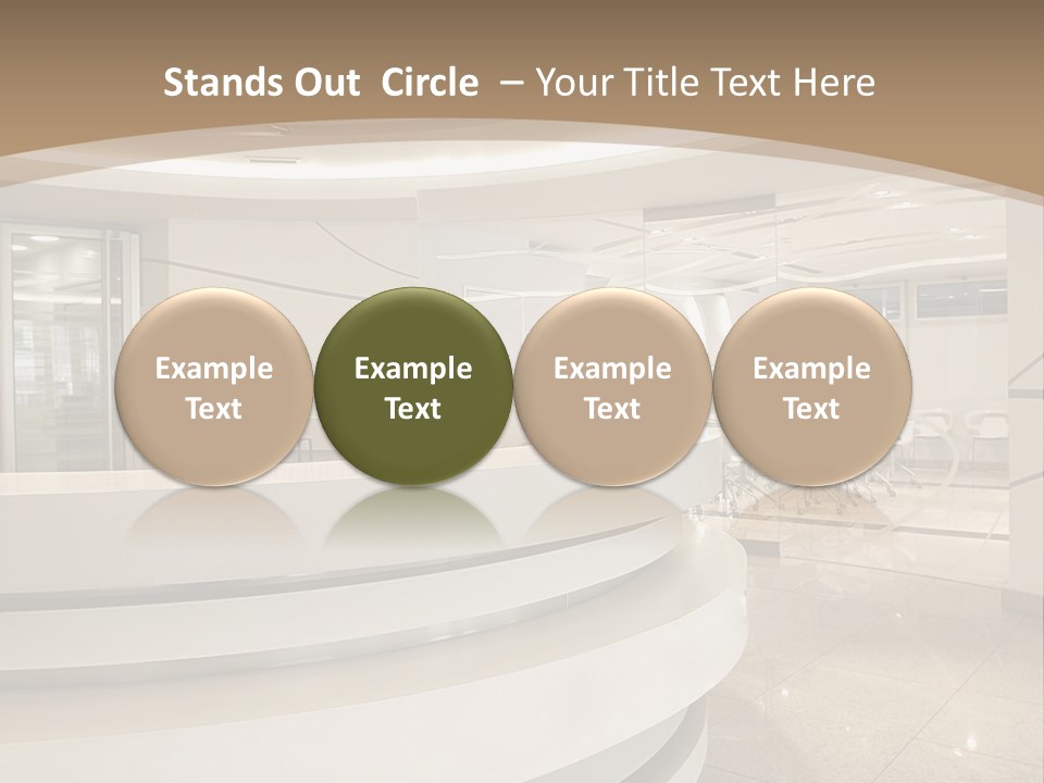 A Large Room With A Counter And Chairs PowerPoint Template