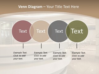 A Large Room With A Counter And Chairs PowerPoint Template