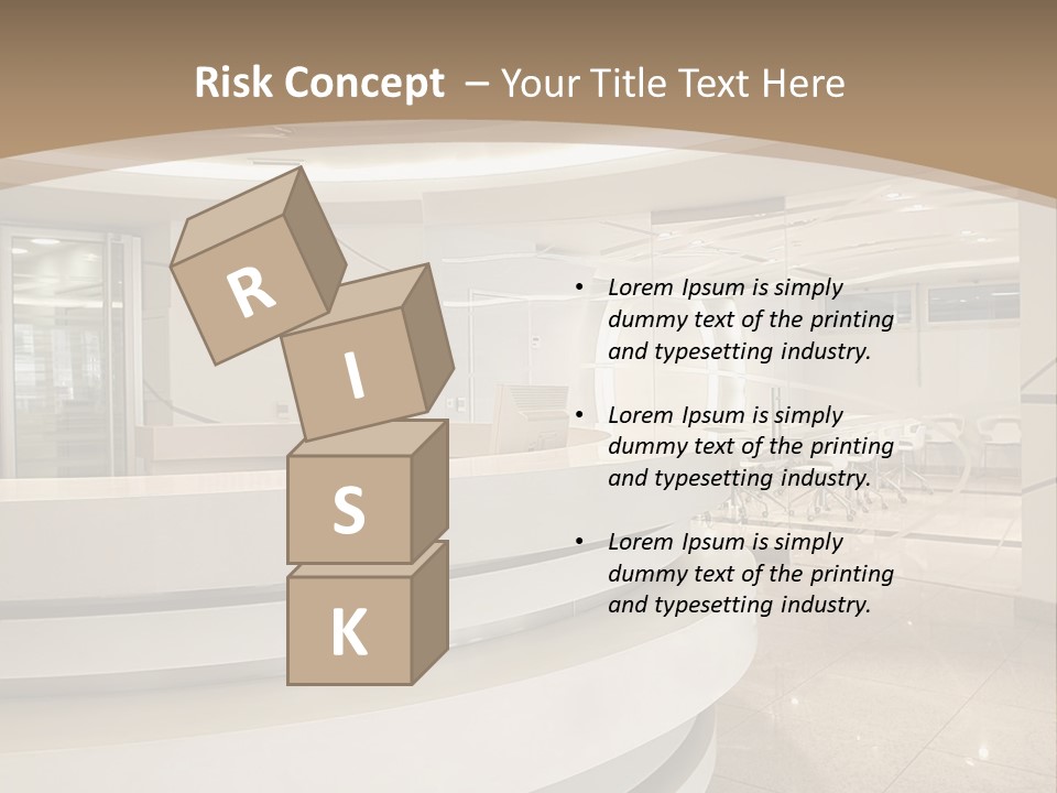 A Large Room With A Counter And Chairs PowerPoint Template