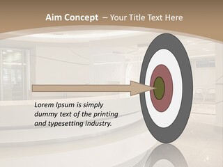 A Large Room With A Counter And Chairs PowerPoint Template