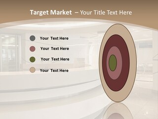 A Large Room With A Counter And Chairs PowerPoint Template