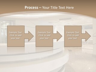 A Large Room With A Counter And Chairs PowerPoint Template