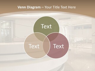 A Large Room With A Counter And Chairs PowerPoint Template