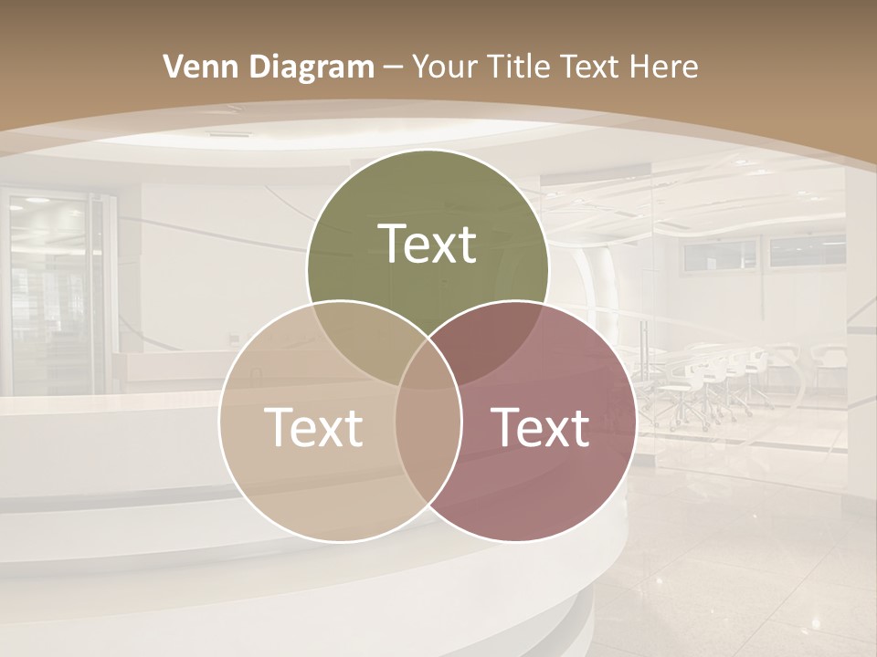 A Large Room With A Counter And Chairs PowerPoint Template