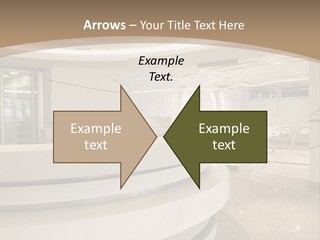 A Large Room With A Counter And Chairs PowerPoint Template