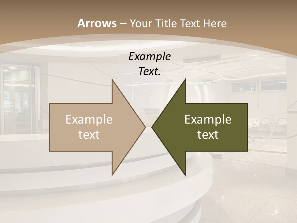 A Large Room With A Counter And Chairs PowerPoint Template