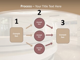 A Large Room With A Counter And Chairs PowerPoint Template