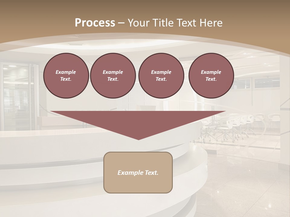 A Large Room With A Counter And Chairs PowerPoint Template