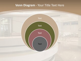 A Large Room With A Counter And Chairs PowerPoint Template