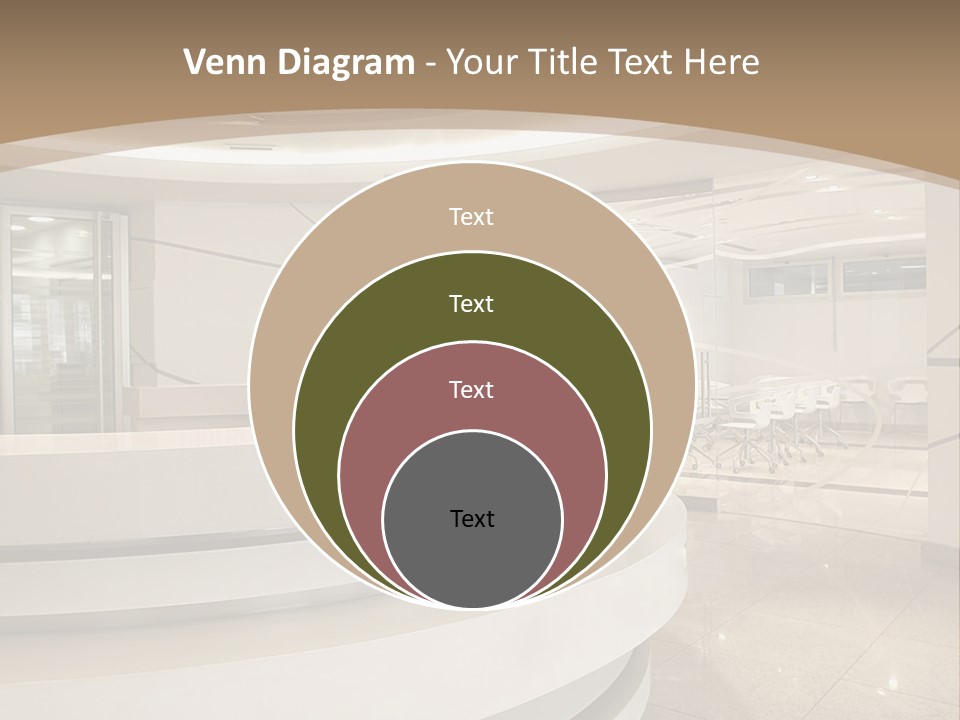 A Large Room With A Counter And Chairs PowerPoint Template