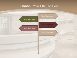 A Large Room With A Counter And Chairs PowerPoint Template