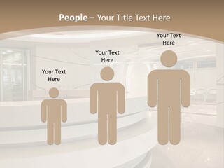 A Large Room With A Counter And Chairs PowerPoint Template