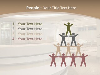 A Large Room With A Counter And Chairs PowerPoint Template