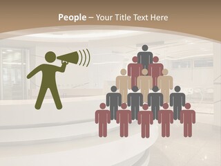 A Large Room With A Counter And Chairs PowerPoint Template