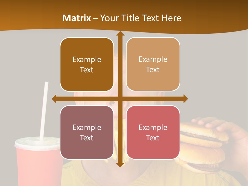 A Young Boy Is Eating A Hamburger And Fries PowerPoint Template