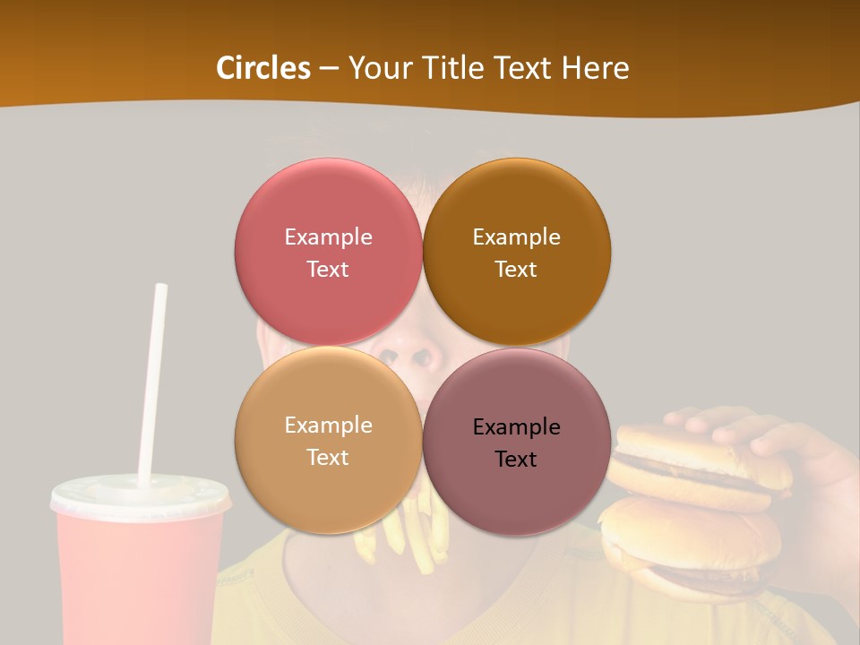 A Young Boy Is Eating A Hamburger And Fries PowerPoint Template