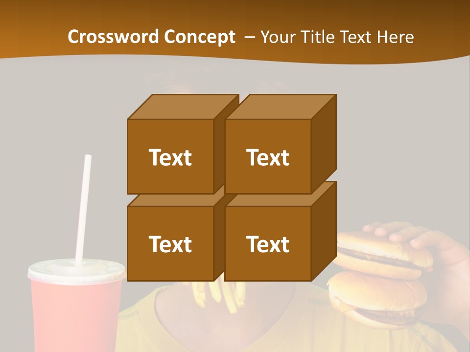 A Young Boy Is Eating A Hamburger And Fries PowerPoint Template