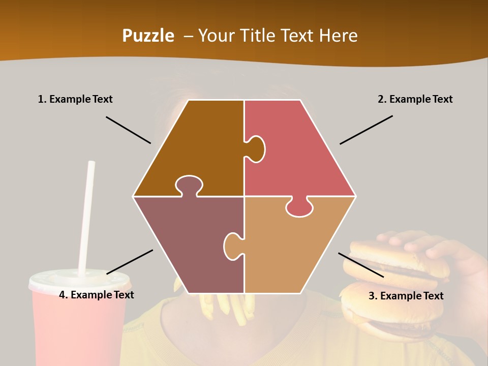 A Young Boy Is Eating A Hamburger And Fries PowerPoint Template